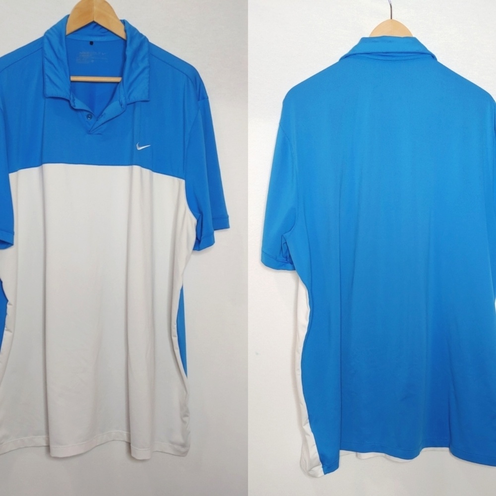 Nike Golf Icon Color Pop Short Sleeve Polo Blue White Standard Fit XL 725527-435